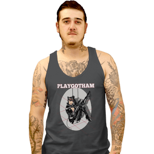 Shirts Tank Top, Unisex / Small / Charcoal Playgotham Catwoman