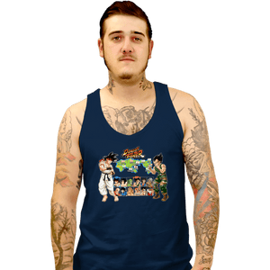 Daily_Deal_Shirts Tank Top, Unisex / Small / Navy Dragon Fighter