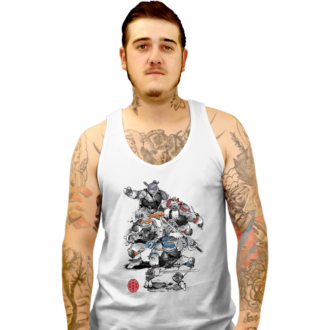 Daily_Deal_Shirts Tank Top, Unisex / Small / White Ninja Turtles Sumi-e