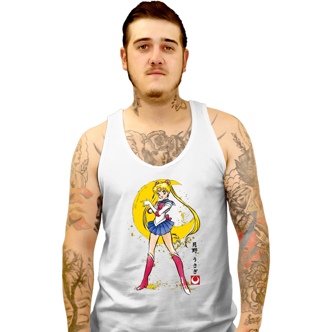 Daily_Deal_Shirts Tank Top, Unisex / Small / White Moon Sumi-e