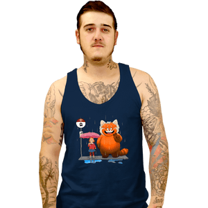 Daily_Deal_Shirts Tank Top, Unisex / Small / Navy Panda Bus Stop