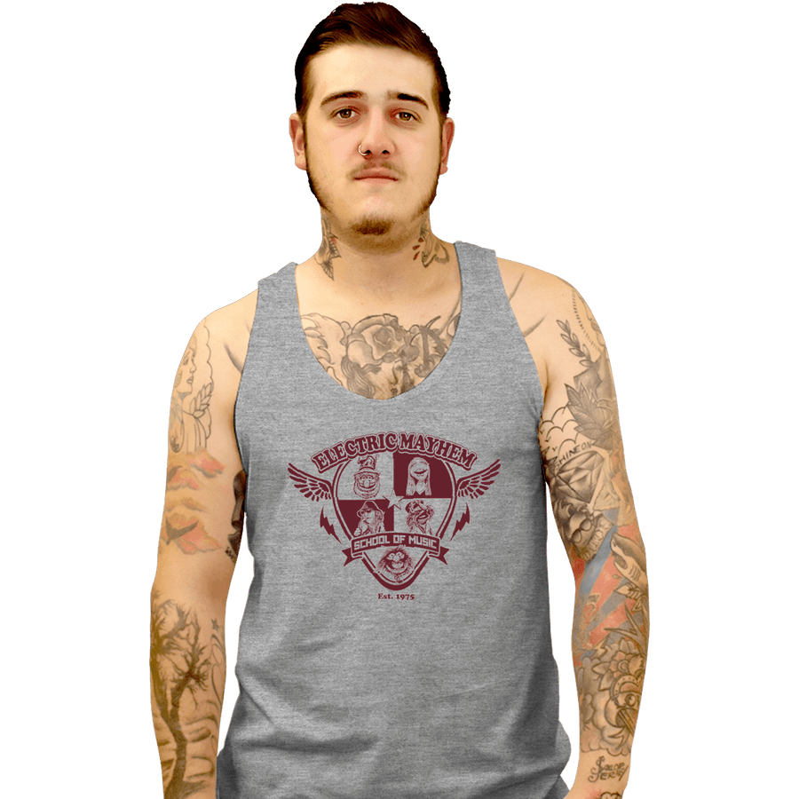 Shirts Tank Top, Unisex / Small / Sports Grey Electric Mayhem School Of Music