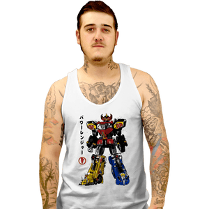 Daily_Deal_Shirts Tank Top, Unisex / Small / White Mighty Morphin Megazord Sumi-e