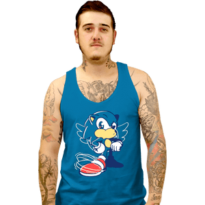 Shirts Tank Top, Unisex / Small / Sapphire Waiting Hedgehog