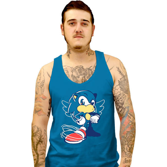 Shirts Tank Top, Unisex / Small / Sapphire Waiting Hedgehog