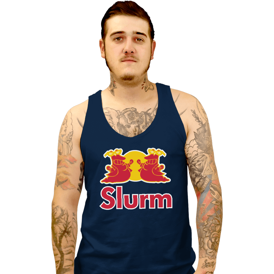 Shirts Tank Top, Unisex / Small / Navy Slurm Energy Drink