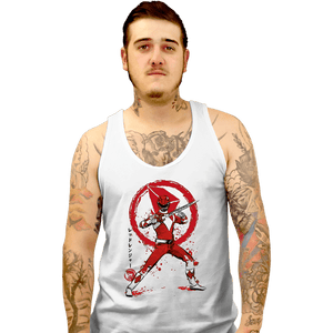 Daily_Deal_Shirts Tank Top, Unisex / Small / White Red Ranger Sumi-e