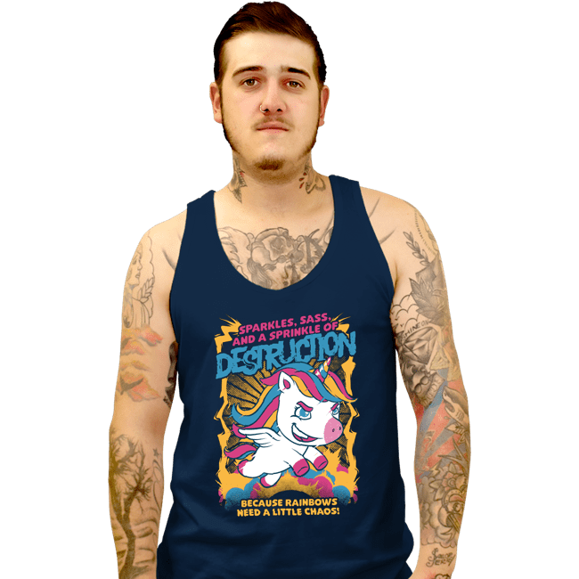 Secret_Shirts Tank Top, Unisex / Small / Navy Unicorn Rainbows Destruction