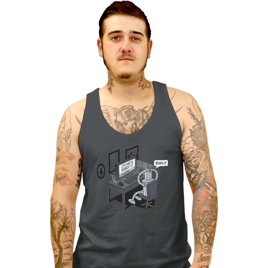 Shirts Tank Top, Unisex / Small / Charcoal Robot Problems