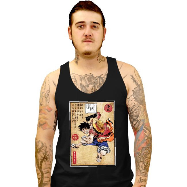 Secret_Shirts Tank Top, Unisex / Small / Black Straw Hat Captain Woodblock