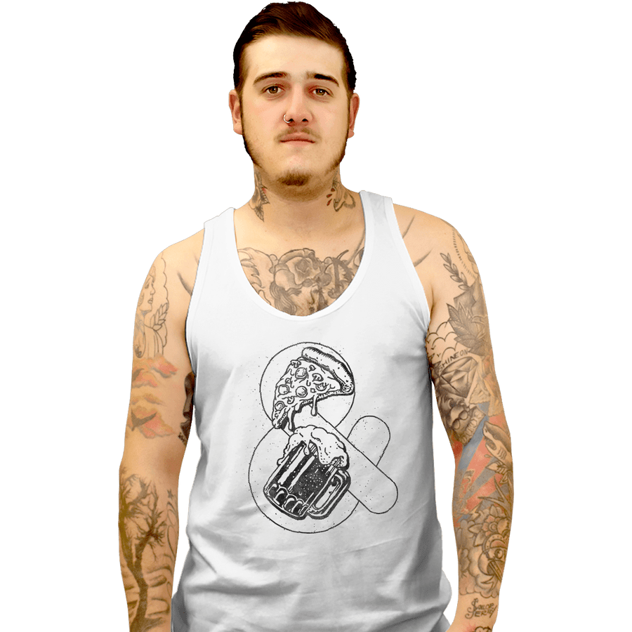 Shirts Tank Top, Unisex / Small / White Pizza and Beer