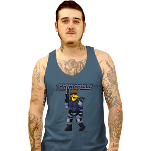 Daily_Deal_Shirts Tank Top, Unisex / Small / Indigo Blue Solid Snake