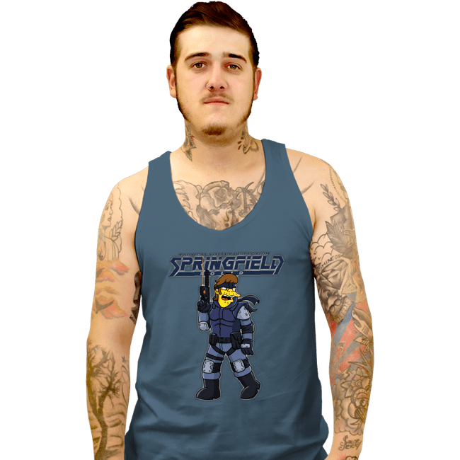 Daily_Deal_Shirts Tank Top, Unisex / Small / Indigo Blue Solid Snake