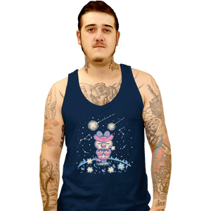 Shirts Tank Top, Unisex / Small / Navy Starry Owl