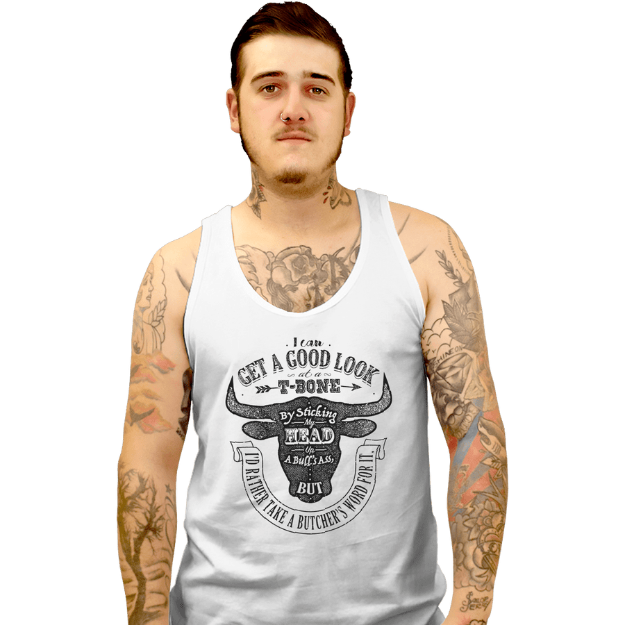 Shirts Tank Top, Unisex / Small / White T-Bone