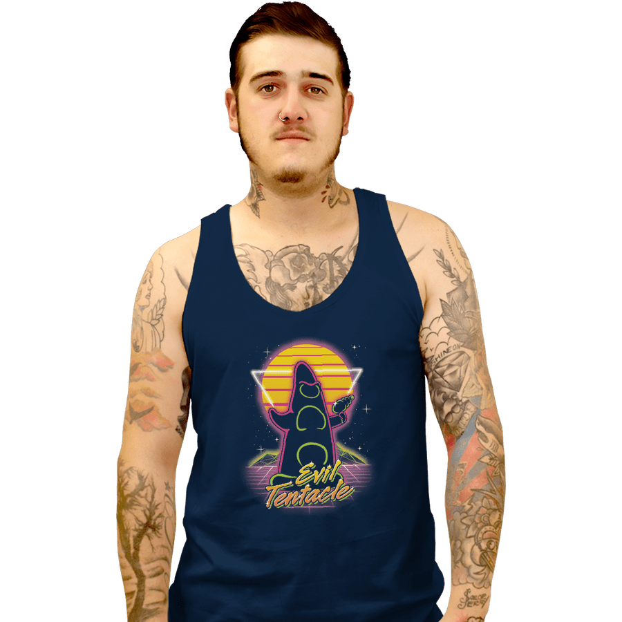 Shirts Tank Top, Unisex / Small / Navy Retro Evil Tentacle