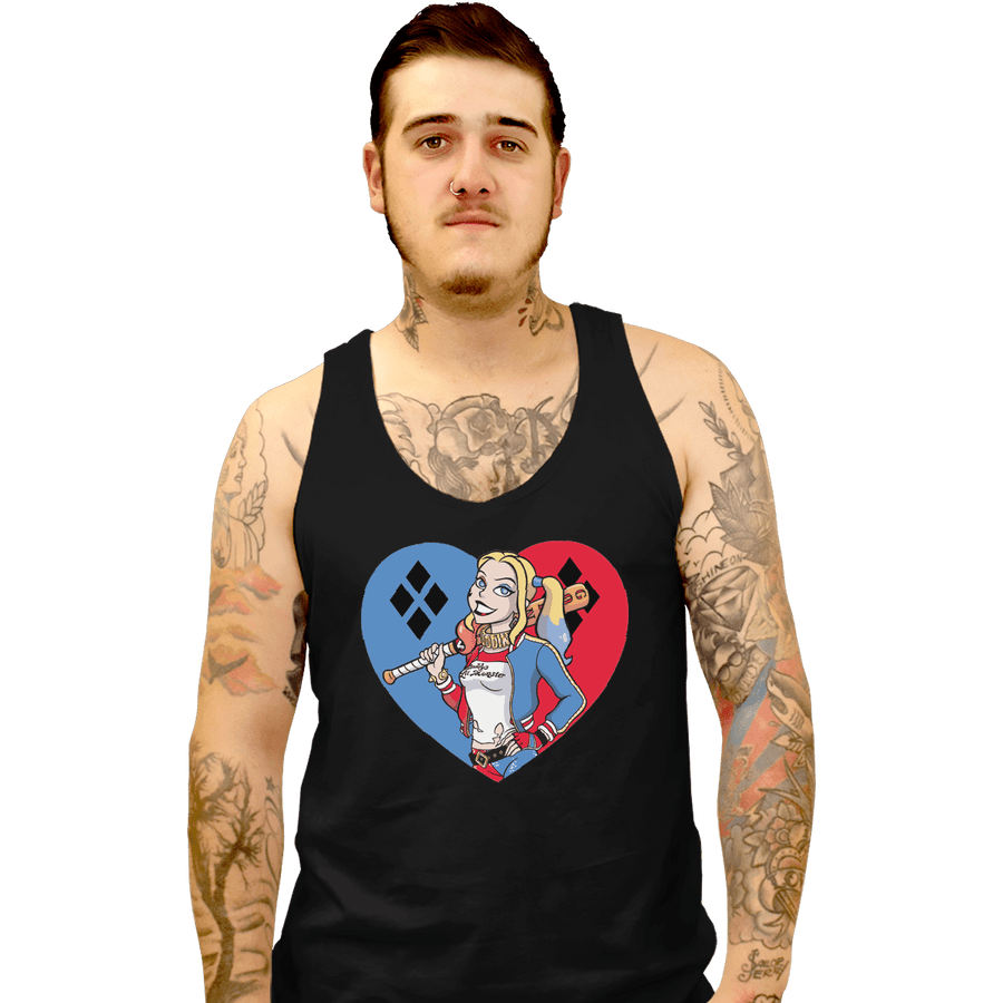 Shirts Tank Top, Unisex / Small / Black Harlequin Heart