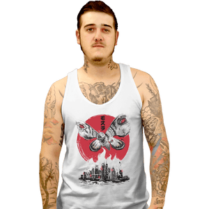 Shirts Tank Top, Unisex / Small / White Giant Moth Attack Sumi-e