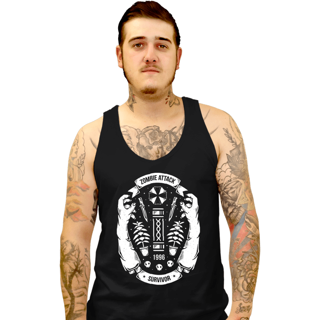 Shirts Tank Top, Unisex / Small / Black Zombie Attack Survivor