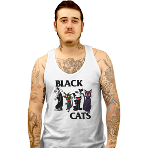 Shirts Tank Top, Unisex / Small / White Black Cats Flag