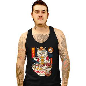 Daily_Deal_Shirts Tank Top, Unisex / Small / Black Ramen Cat Pirate