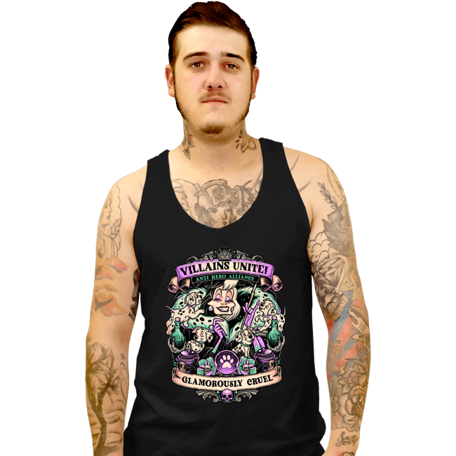 Daily_Deal_Shirts Tank Top, Unisex / Small / Black Villains Unite Cruella