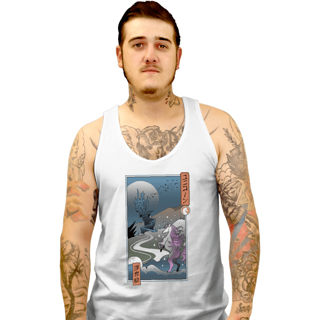 Daily_Deal_Shirts Tank Top, Unisex / Small / White Unicorn Ukiyo-e