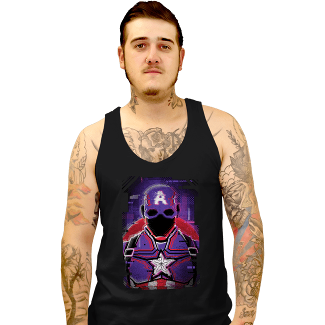Shirts Tank Top, Unisex / Small / Black Glitch Captain America