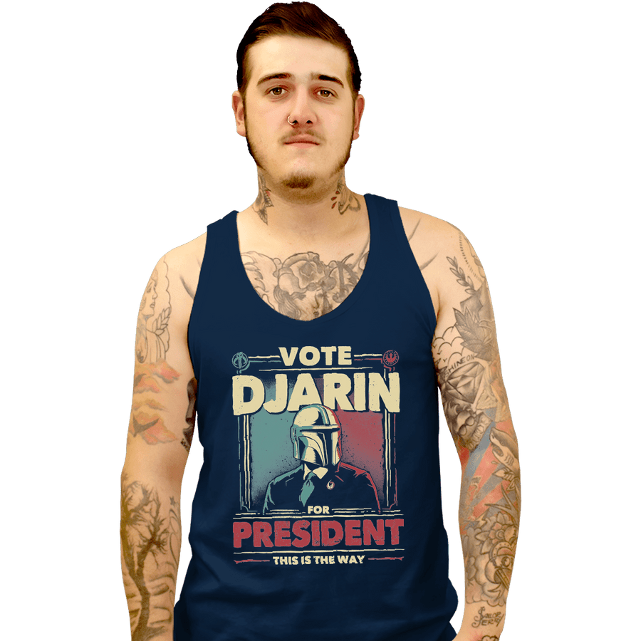 Shirts Tank Top, Unisex / Small / Navy Djarin For President