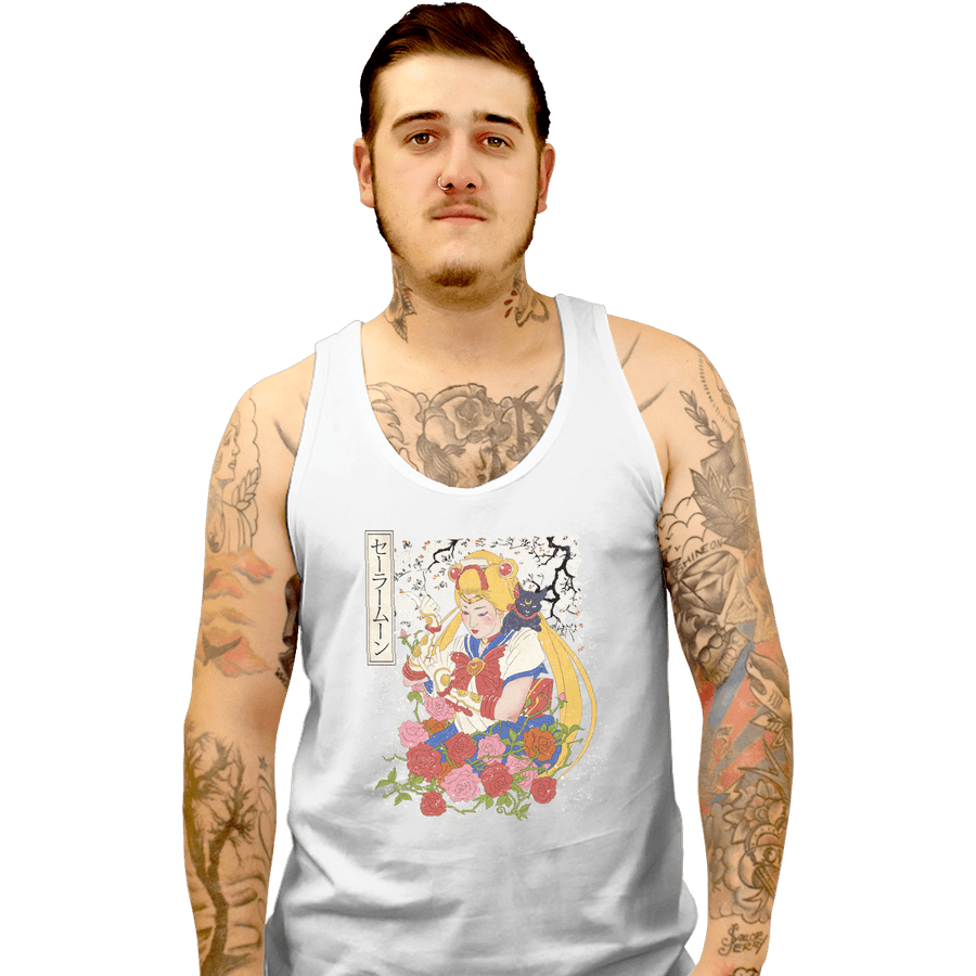Shirts Tank Top, Unisex / Small / White Moon Print