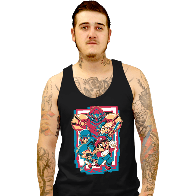 Daily_Deal_Shirts Tank Top, Unisex / Small / Black Retro Heroes