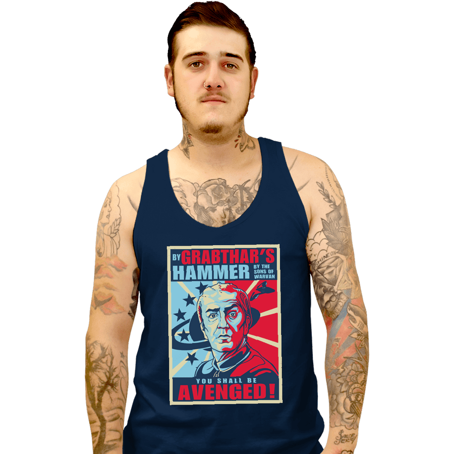 Shirts Tank Top, Unisex / Small / Navy Grabthar's Hammer