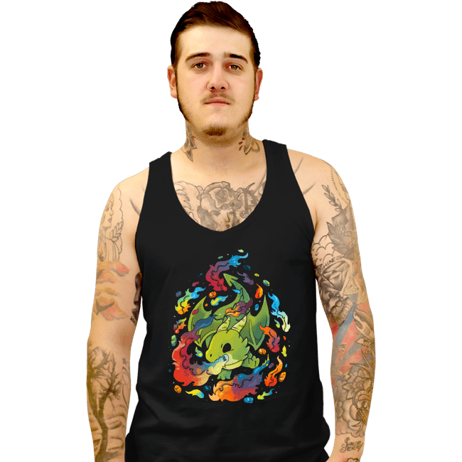 Shirts Tank Top, Unisex / Small / Black Rainbow Dragon