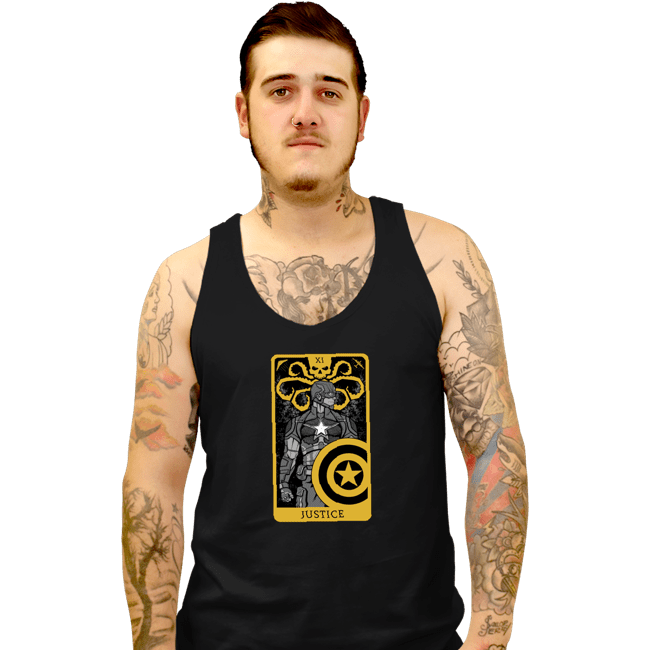 Shirts Tank Top, Unisex / Small / Black Tarot Justice