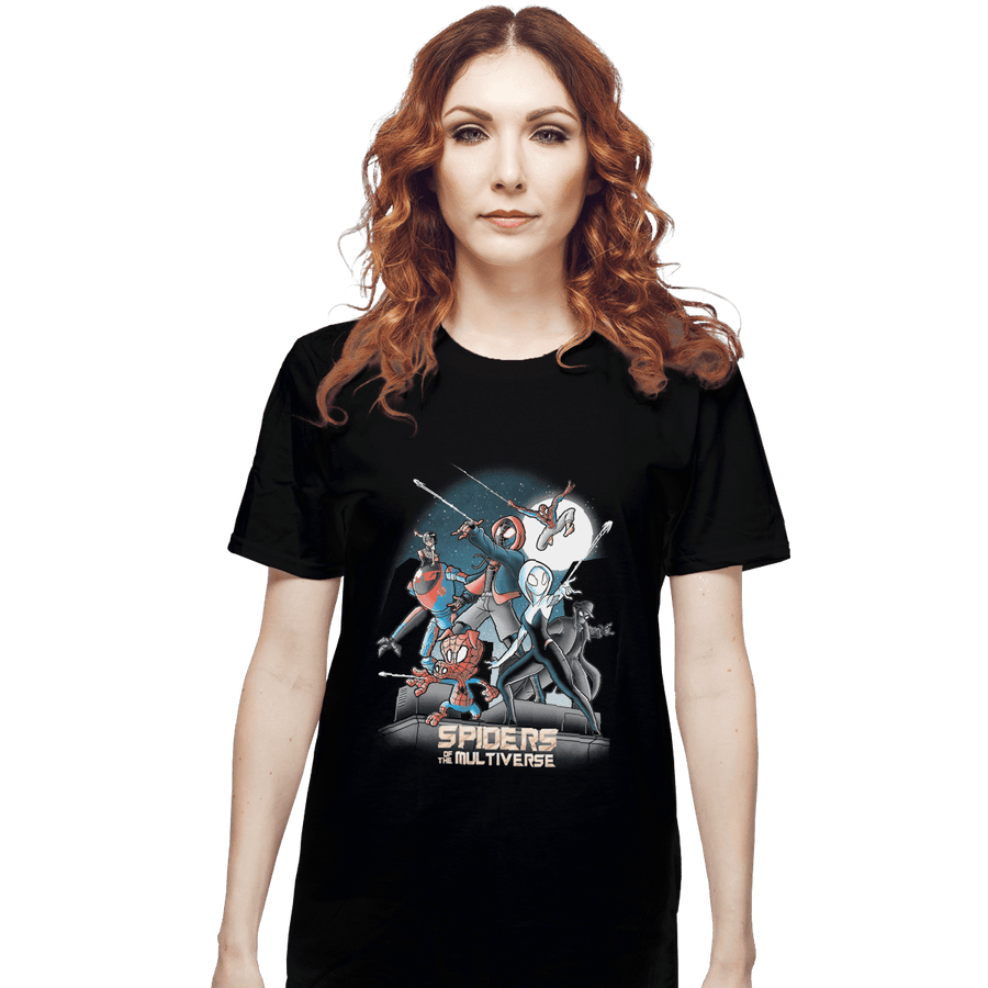 Shirts T-Shirts, Unisex / Small / Black Spiders Of The Multiverse