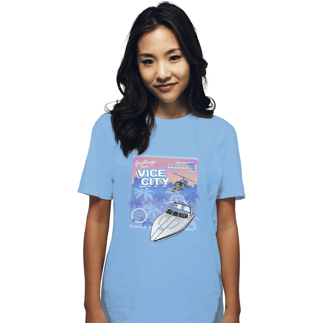 Shirts T-Shirts, Unisex / Small / Powder Blue Greetings From Vice City