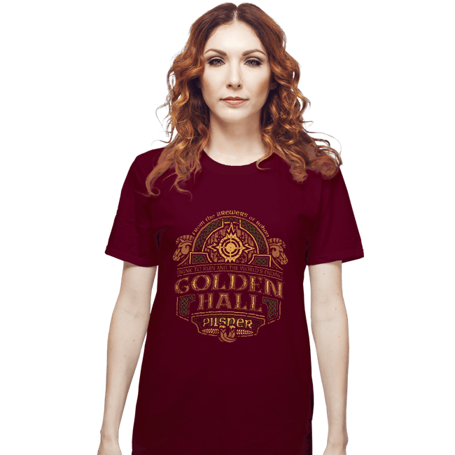 Shirts T-Shirts, Unisex / Small / Maroon Golden Hall Pilsner