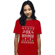 Load image into Gallery viewer, Shirts T-Shirts, Unisex / Small / Red OK Boomer Ugly Christmas Sweater
