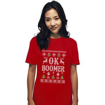 Shirts T-Shirts, Unisex / Small / Red OK Boomer Ugly Christmas Sweater