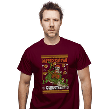 Load image into Gallery viewer, Shirts T-Shirts, Unisex / Small / Maroon Merry Saiyan Christmas
