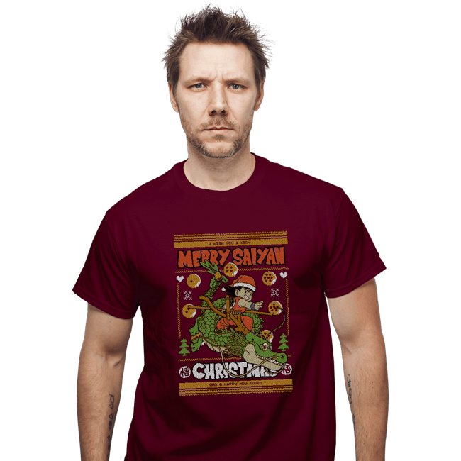 Shirts T-Shirts, Unisex / Small / Maroon Merry Saiyan Christmas