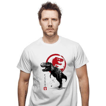 Shirts T-Shirts, Unisex / Small / White Tyrannosaurus sumi-e halftones