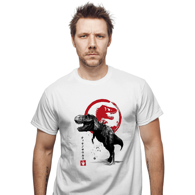 Shirts T-Shirts, Unisex / Small / White Tyrannosaurus sumi-e halftones
