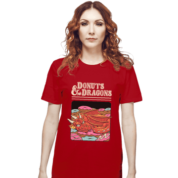Shirts T-Shirts, Unisex / Small / Red Donuts And Dragons