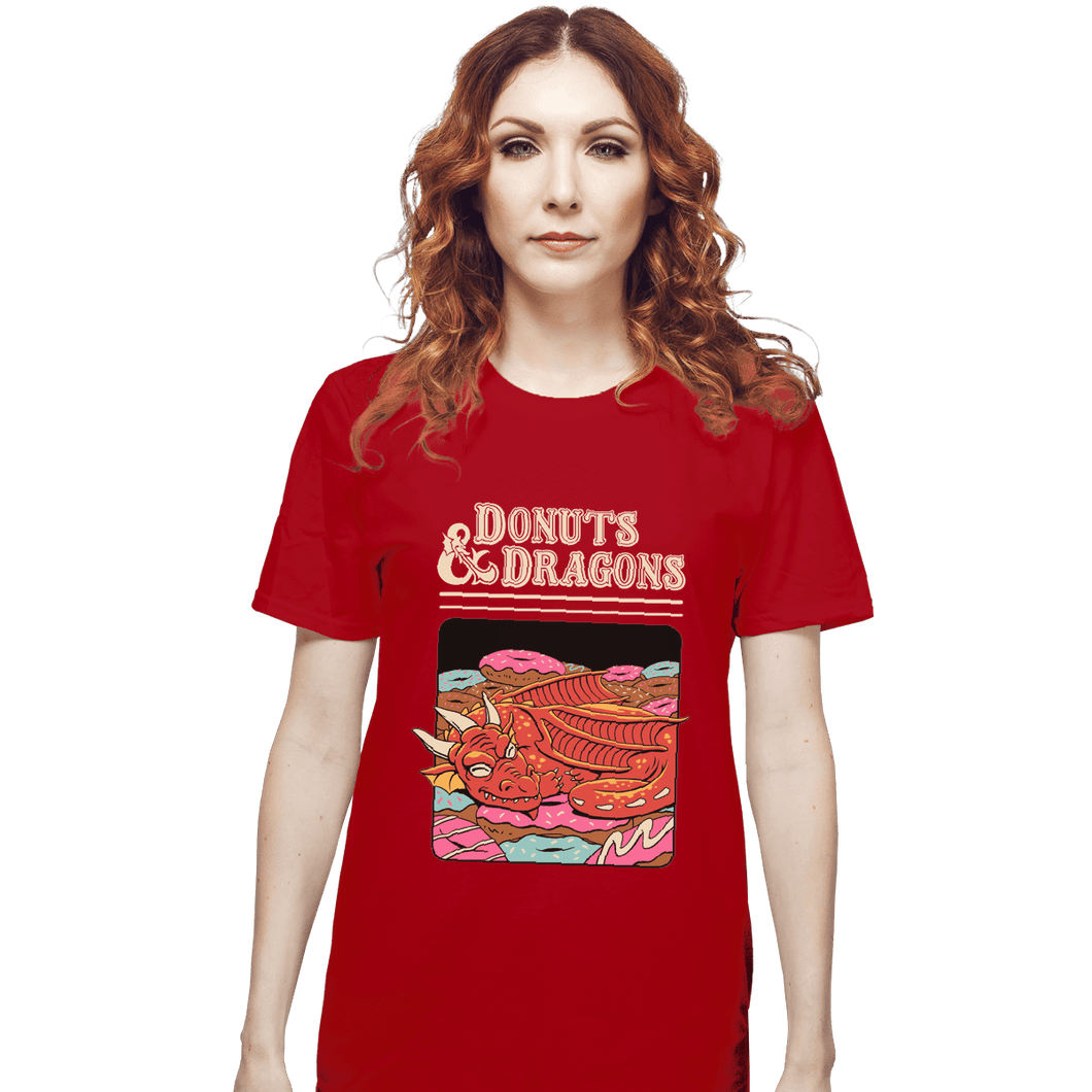 Shirts T-Shirts, Unisex / Small / Red Donuts And Dragons