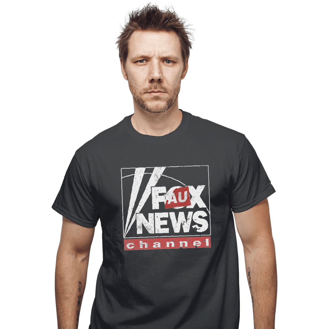 Shirts T-Shirts, Unisex / Small / Charcoal Faux News