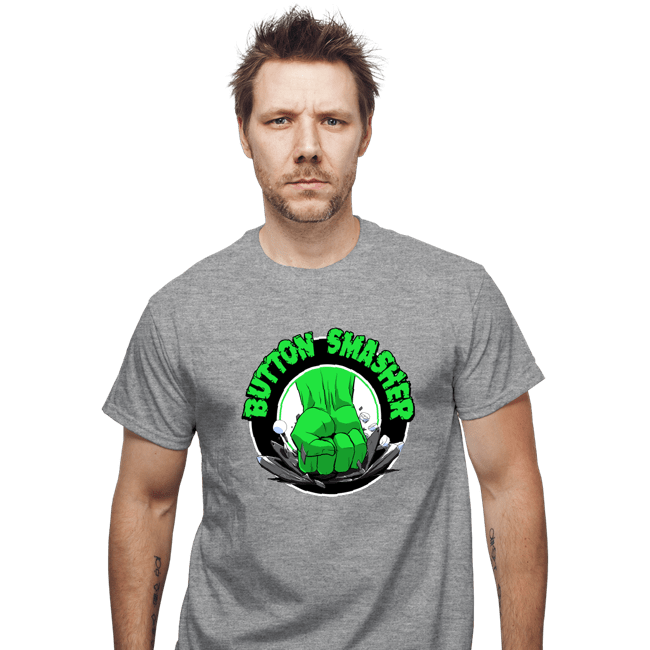 Shirts T-Shirts, Unisex / Small / Sports Grey Button Smasher