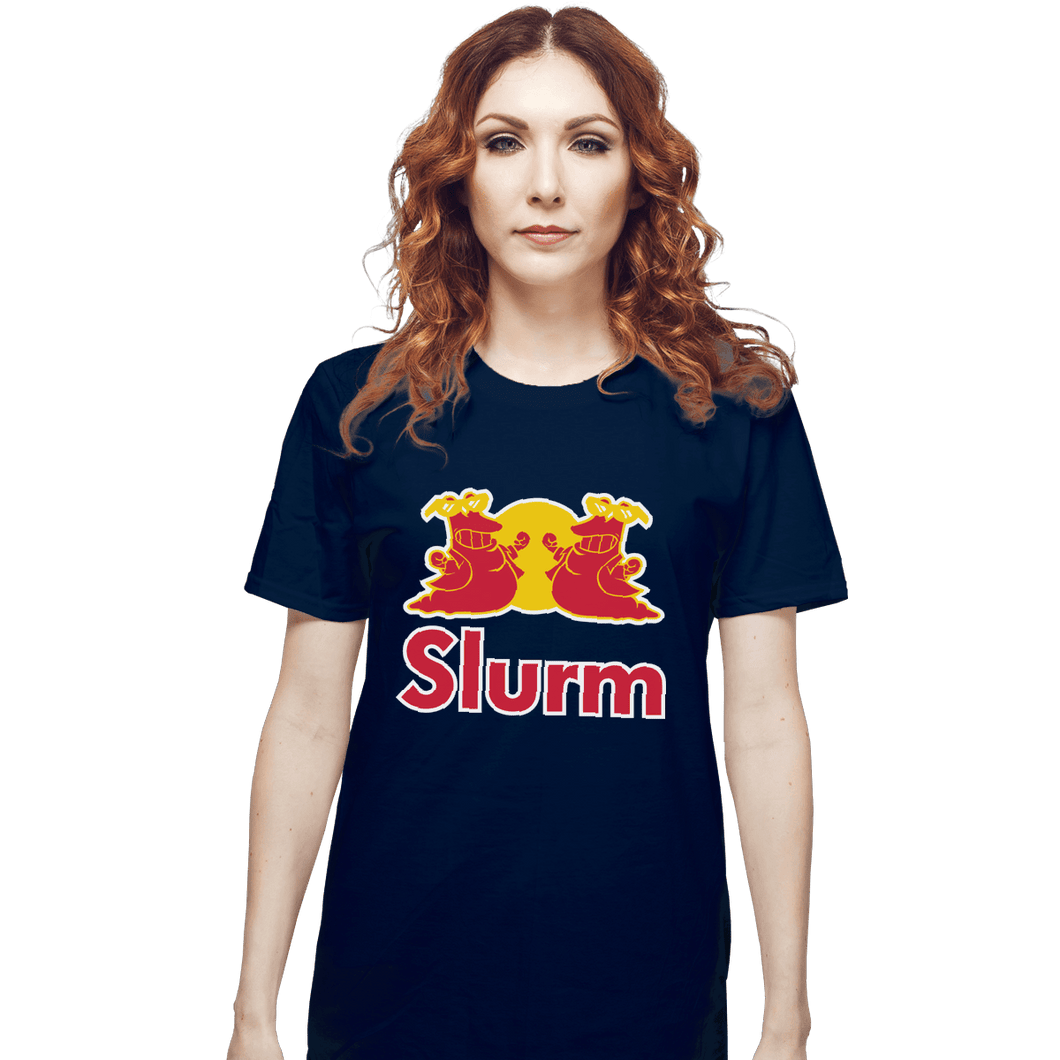 Shirts T-Shirts, Unisex / Small / Navy Slurm Energy Drink