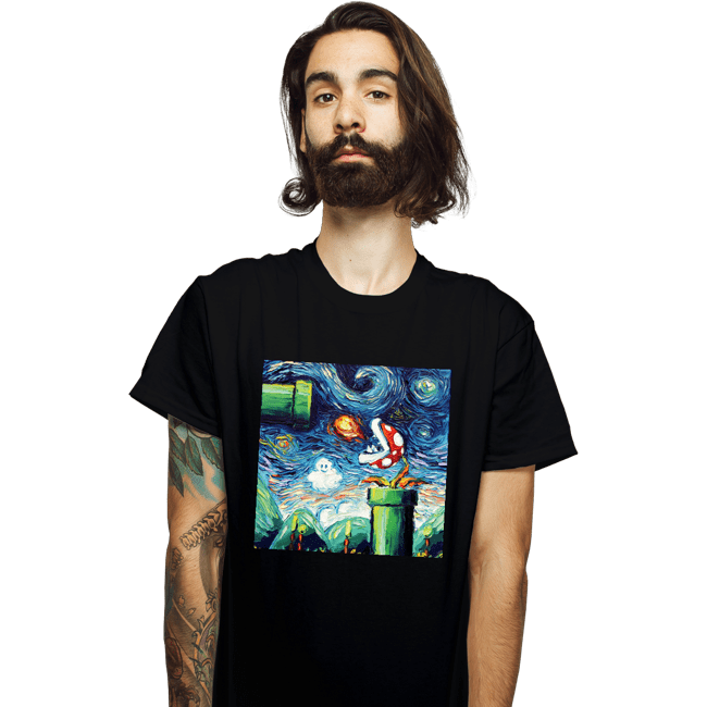 Shirts T-Shirts, Unisex / Small / Black Van Gogh Never Leveled Up