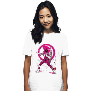 Shirts T-Shirts, Unisex / Small / White Pink Ranger Sumi-e